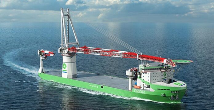 Design-Entwurf des neuen Liebherr HLC 295000-Krans für das DEME-Schiff MS ORION.