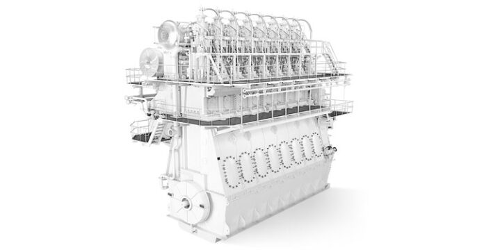 Two-stroke low speed engine with ABB turbocharger applied.