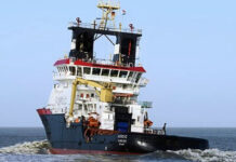 Notschlepper NORDIC NORDIC auf ihrer Bereitschaftsposition nördlich Norderney.