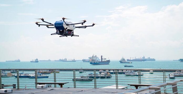 First goods supply by Drones for vessels at anchorage