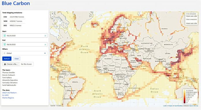 Shipping lanes and areas of high emissions are revealed at a granular level