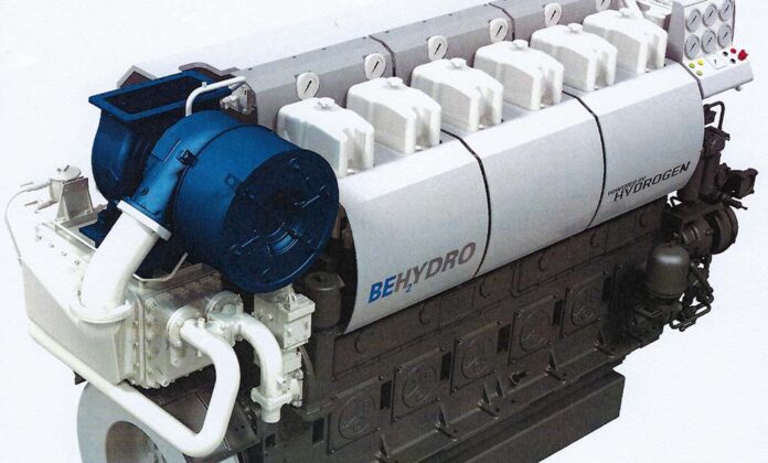 Der neue BeHydro wasserstoffbetriebene, mittelschnelllaufende 4-Taktmotor mit Leistungen von max 1.000 bis 2.670 kW
