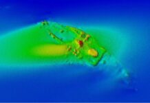 Schaufelraddampfer FRIEDRICH FRANZ II Ein erster Eindruck von der Lage des Wracks der FRIEDRICH FRANZ II in etwa 27 Meter Tiefe in der Kadetrinne