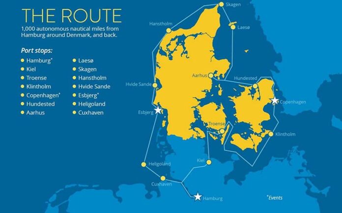 Die Route rund Dänemark kontrolliert aus Boston.