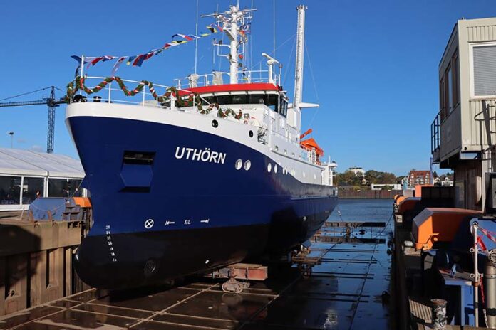 Das neue Forschungsschiff UTHÖRN kurz vor seiner offiziellen Namensgebung